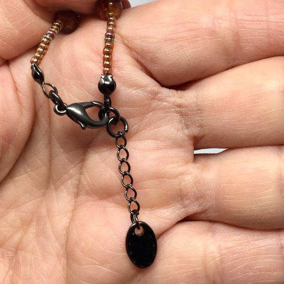 Handmade Fall Inspired Amber Toned and Carnelian Bead Choker Necklace - Picture 10 of 10